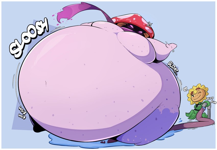 angry anthro belly big_belly big_breasts black_eyes breasts duo female flower fungus green_body heart_symbol hose hose_in_butt hose_inflation huge_belly huge_breasts hyper hyper_belly inflation liquid_inflation motion_lines not_furry one_eye_closed plant purple_body purple_eyes red_hose scarf smile sound_effects spherical_inflation text water_inflation wink veryfilthything electronic_arts plants_vs._zombies plants_vs._zombies_heroes popcap_games nightcap_(pvz) solar_flare_(pvz) elemental_creature flora_fauna flower_creature fungi_fauna sunflower_(pvz) 2023 cel_shading colored digital_media_(artwork) hi_res shaded