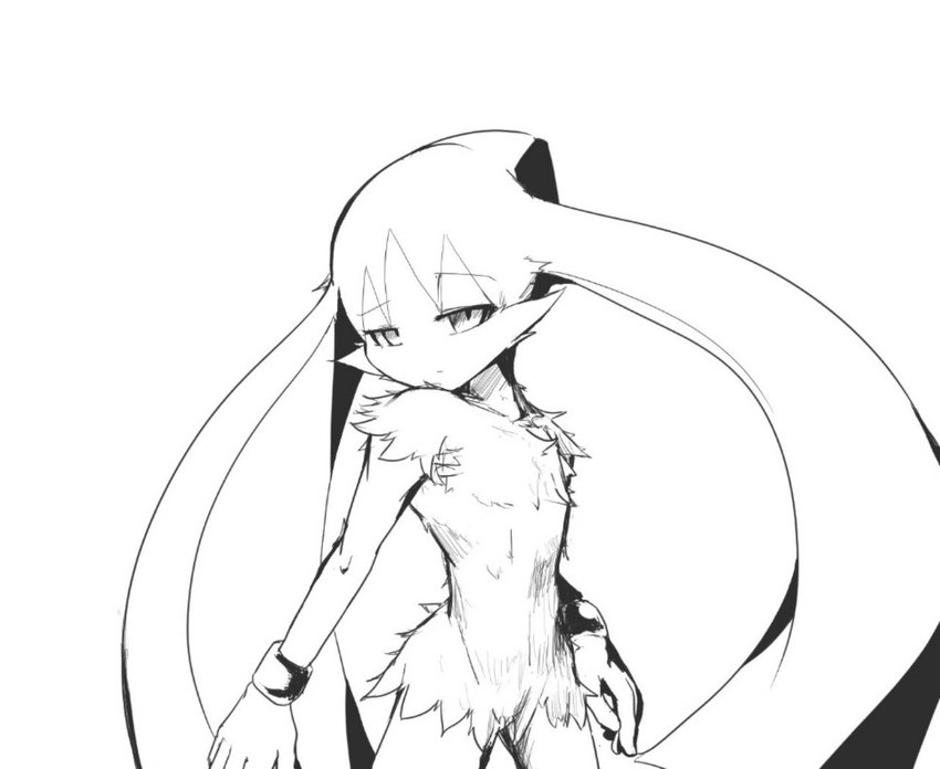 anthro armband cheek_tuft clothing eyebrows facial_tuft featureless_crotch femboy fur gloves gloves_only handwear handwear_only looking_at_viewer male mostly_nude nude pose simple_background solo suggestive tuft unknown_artist bandai_namco klonoa_(series) king_of_sorrow solar black_and_white monochrome