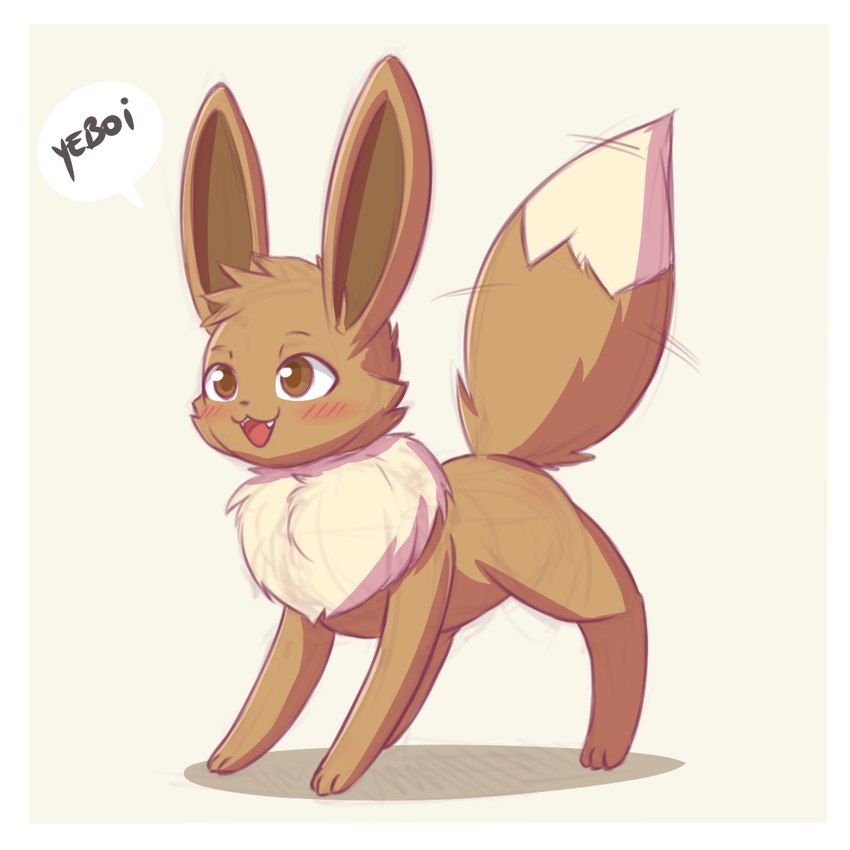 3_toes :> ambiguous_gender blush blush_lines border brown_body brown_eyes brown_fur digitigrade dipstick_tail fangs feet feral fluffy fluffy_tail fur fur_hair geometric_background glistening glistening_eyes long_ears markings neck_tuft open_mouth pokemon_speak quadruped raised_tail shadow simple_background solo speech_bubble tail tail_markings teeth text three-quarter_view toes tongue triangle_mouth tuft two_tone_tail white_border white_tail_tip bunnybits conditional_dnp nintendo pokemon eevee generation_1_pokemon pokemon_(species) 1:1 2019 full-length_portrait guide_lines hi_res portrait shaded sketch
