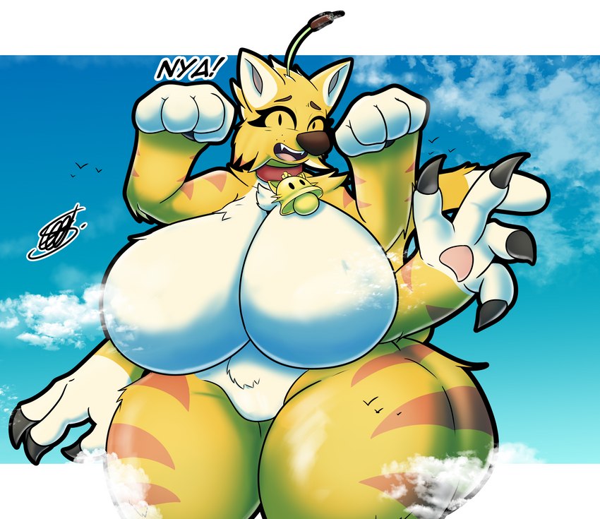 4_arms anthro bell big_breasts big_butt breast_expansion breasts butt cloud expansion female fur growth growth_lines huge_breasts huge_butt huge_thighs hyper hyper_butt larva looking_at_viewer macro macro_focus multi_arm multi_limb nude open_mouth outside simple_background sky smile solo tail text thick_thighs tongue white_body wide_hips shieradevil mario_bros nintendo fan_character maple_(mothmon65) arthropod caterpillar domestic_cat felid feline felis hybrid insect mammal wiggler wiggler_(mario) absurd_res digital_media_(artwork) english_text hi_res shaded