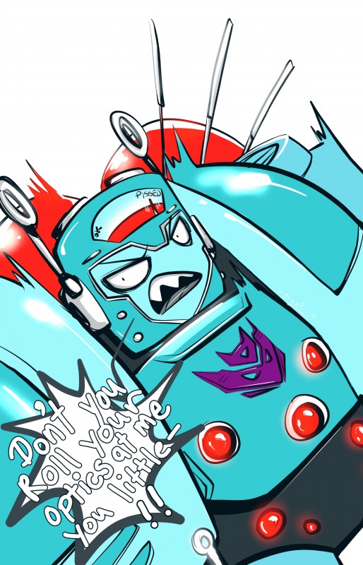 angry annoyed blue_body decepticon dialogue fangs female looking_at_viewer machine not_furry open_mouth simple_background solo standing teeth text uglynicc hasbro takara_tomy transformers nickel_(transformer) cybertronian humanoid robot robot_humanoid absurd_res digital_media_(artwork) english_text hi_res