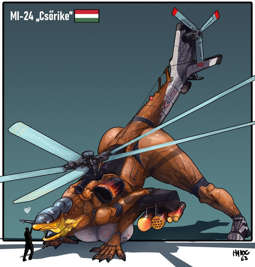 aircraft ambiguous_gender anthro areola areola_slip ass_up beak blue_tongue boop breasts brown_body duo eyeless feathers female flame_pattern gun heart_symbol helicopter hungarian hungarian_flag jack-o'_pose larger_female machine mi-24 nose_boop patting pose propeller ranged_weapon rotor simple_background size_difference smile snout text tongue vehicle warning_symbol weapon havoc63 aircraft_humanoid human living_aircraft living_helicopter living_machine living_vehicle mammal hi_res hungarian_text translation_request