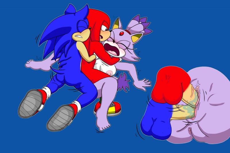 blaze the cat, knuckles the echidna, and sonic the hedgehog (sonic the hedgehog (series) and etc) created by tinydevilhorns