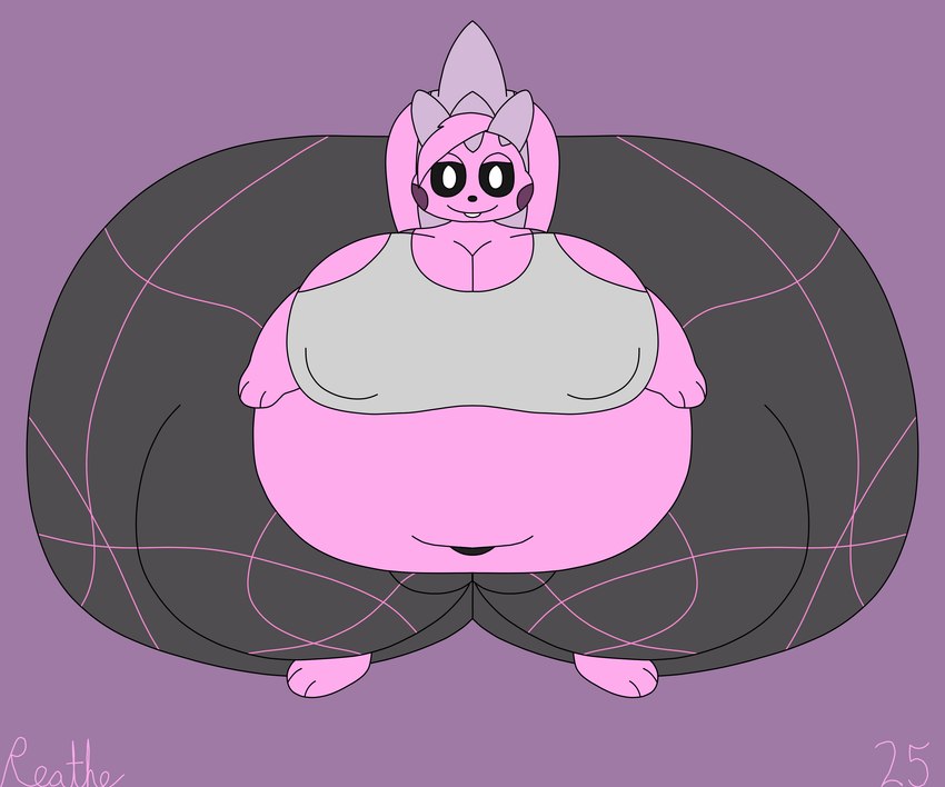 anthro belly big_belly big_breasts big_butt big_nipples big_pussy big_tail black_bottomwear black_clothing black_nose black_pants black_sclera black_yoga_pants bottomwear breasts buckteeth butt camel_toe clothing deep_navel female front_view genitals grey_ears grey_tail hair huge_belly huge_breasts huge_butt huge_nipples huge_thighs hyper hyper_belly hyper_breasts hyper_butt hyper_genitalia hyper_nipples hyper_pussy hyper_thighs looking_at_viewer morbidly_obese morbidly_obese_anthro morbidly_obese_female navel nipple_outline nipples obese obese_anthro obese_female overweight overweight_anthro overweight_female pants pink_background pink_body pink_hair pink_tail purple_cheeks pussy simple_background smile smiling_at_viewer solo tail teeth thick_thighs tight_clothing two_tone_tail white_eyes yoga_pants reathe nintendo pokemon susie_(reathe) generation_4_pokemon mammal pachirisu pokemon_(species) rodent sciurid tree_squirrel 2025 6:5 absurd_res colored digital_media_(artwork) flat_colors hi_res signature