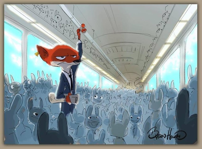 ambiguous_gender annoyed anthro buckteeth clothing cloud ear_piercing ear_tag frown fur group holding_object holding_on holding_paper inside_train light male necktie open_mouth orange_body orange_fur paper piercing rabbit_ears silhouetted_body size_difference sketch_background sky smile solo standing suit teeth train vehicle byron_howard disney zootopia nick_wilde canid canine fox lagomorph leporid mammal rabbit red_fox true_fox concept_art lighting official_art signature sketch