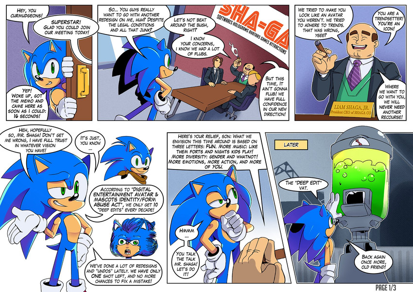 anthro business_meeting businessman chair cigar dialogue furniture group male office office_chair speech_bubble text missphase sega sonic_the_hedgehog_(series) sonic_the_hedgehog eulipotyphlan hedgehog human mammal comic english_text hi_res