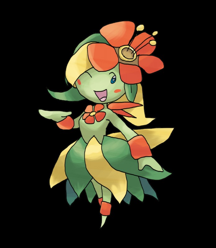 blue_eyes blush chest_flower female flower head_flower looking_at_viewer one_eye_closed plant pseudo_bottomwear pseudo_clothing pseudo_skirt solo wink winking_at_viewer locomotive111 fakemon nintendo pokemon bellossom elemental_creature flora_fauna generation_2_pokemon humanoid mega_evolution pokemon_(species) alpha_channel hi_res