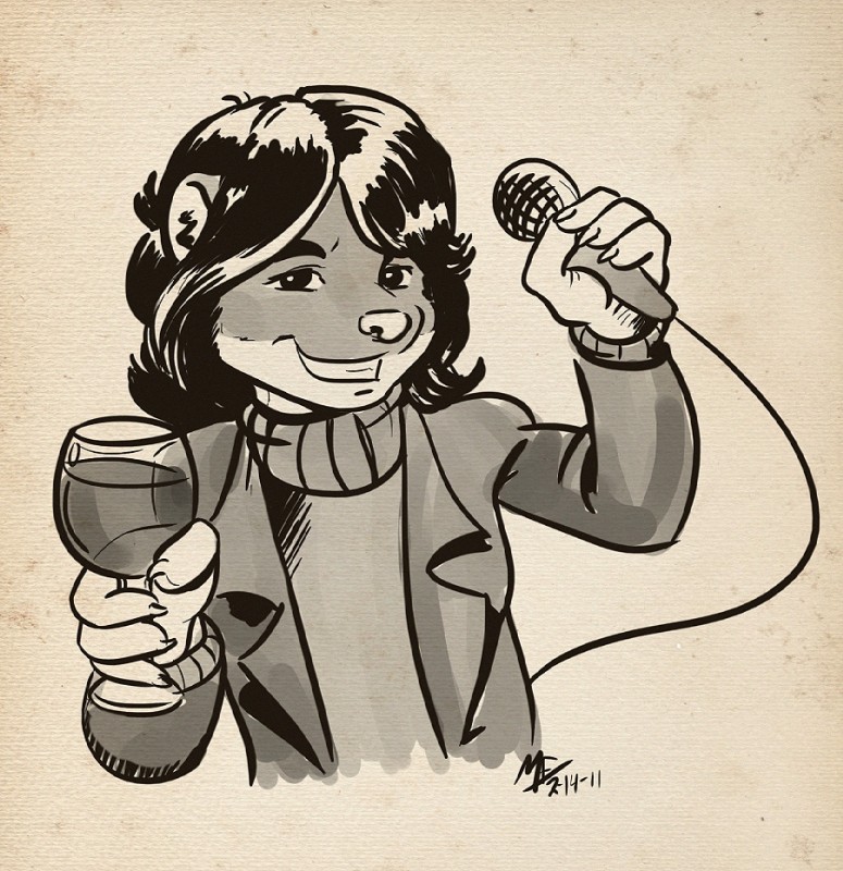 1970s_theme alcohol anthro beverage electronics glass holding_glass holding_object male microphone singer solo wine conditional_dnp moodyferret colin_(moodyferret) mammal mustelid musteline stoat true_musteline weasel 2011