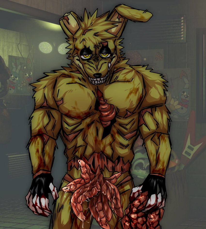 anthro blood bodily_fluids crotch_tentacles cum genital_fluids genitals gore guts intestines machine male multi_genitalia multi_penis organs penis solo tentacles sxftguts five_nights_at_freddy's five_nights_at_freddy's_3 scottgames springtrap_(fnaf) animatronic lagomorph leporid mammal rabbit robot 2022 digital_media_(artwork) hi_res