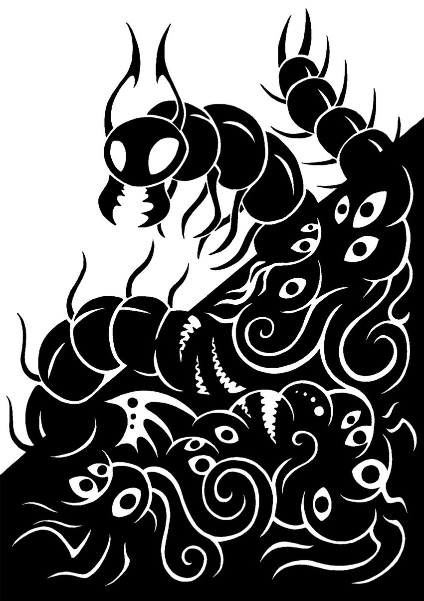 ambiguous_gender antennae_(anatomy) feral forcipules group mandibles multi_eye multi_leg multi_limb multi_mouth mutation silhouette simple_background white_background sunnyclockwork scp_foundation amazonian_giant_centipede arthropod centipede monster myriapod scolopendra scp-363 2015 black_and_white digital_drawing_(artwork) digital_media_(artwork) hi_res monochrome