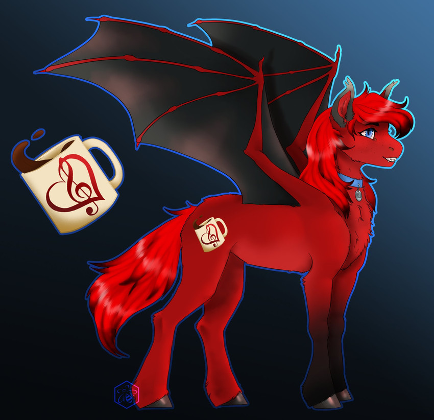 blue_eyes collar dragon_wings female feral hair long_hair long_tail red_body red_hair red_tail solo tail bumblewish_(artist) hasbro my_little_pony equid equine horse mammal pony hi_res