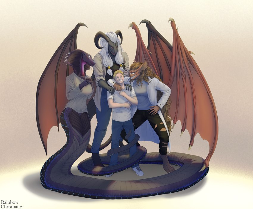 anthro apode family female group larger_female legless male male/female serpentine size_difference tail tail_hug wings rainbow_chromatic mythology b-man beelzebub_(jasonvuk666) issabella_(jasonvuk666) serpenterra_(jasonvuk666) bat demon draconcopode dragon human leaf-nosed_bat mammal microbat mythological_creature mythological_scalie naga reptile scalie snake vampire_bat yangochiropteran hi_res