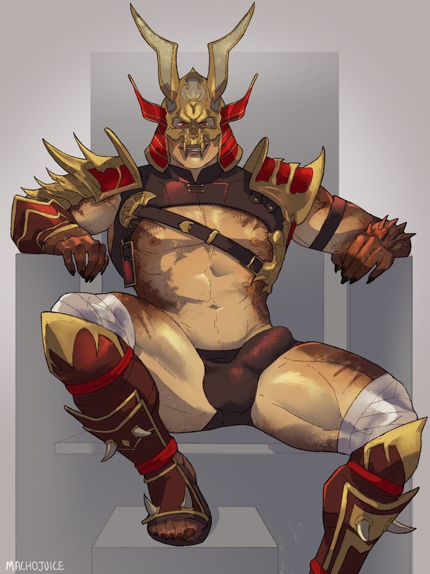 anthro armor bulge clothed clothing detailed_bulge genital_outline male muscular muscular_anthro muscular_humanoid muscular_male nipples partially_clothed penis_outline solo underwear machojuice mp mortal_kombat mythology shao_kahn animal_humanoid dragon dragon_humanoid humanoid mythological_creature mythological_scalie scalie absurd_res hi_res