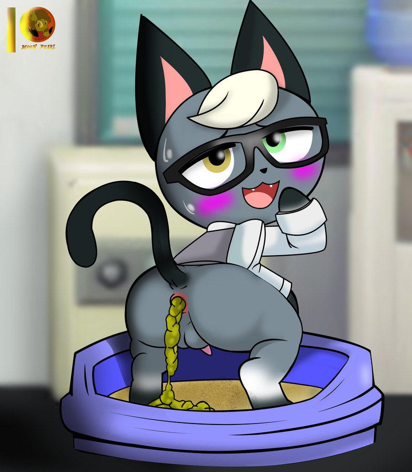 ahegao anthro balls eyewear feces genitals glasses heterochromia litter_box looking_pleasured male male_pooping patreon_logo penis pooping relieved reward scatplay solo moon_pearl succubi_samus animal_crossing nintendo patreon raymond_(animal_crossing) domestic_cat felid feline felis mammal absurd_res hi_res