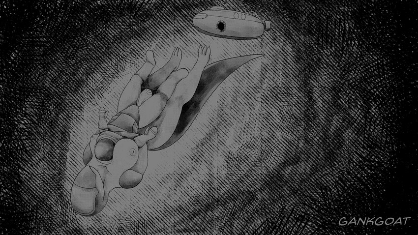 anthro big_penis breasts diving_suit foreskin genitals gynomorph intersex nipples penis size_difference submarine text trapped underwater vehicle water watercraft gankgoat barotrauma monster mudraptor 16:9 4k absurd_res comic english_text hi_res monochrome widescreen