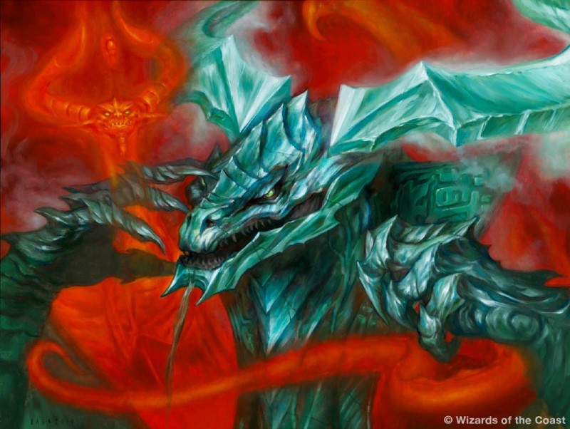 fire horn scales solo volkan_baga hasbro magic:_the_gathering mythology wizards_of_the_coast nicol_bolas planeswalker ugin dragon mythological_creature mythological_scalie scalie official_art