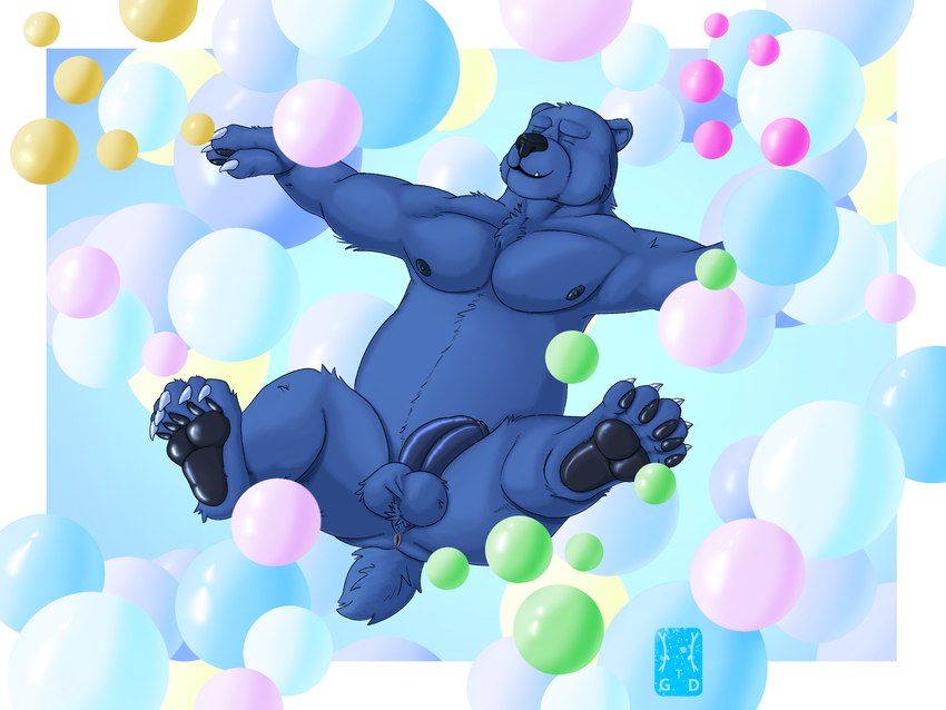 5_toes anthro anus balls blue_body blue_fur butt chest_tuft claws commercial extended_arms eyebrows eyes_closed fangs feet flaccid floating floating_balls foreskin fur genitals humanoid_genitalia male nipples pawpads paws pecs penis relaxing smile solo spread_legs spreading teeth thick_eyebrows thick_neck toes tuft garo_(artist) 02bear bear mammal ursine 2025 4:3 absurd_res colored digital_media_(artwork) hi_res shaded