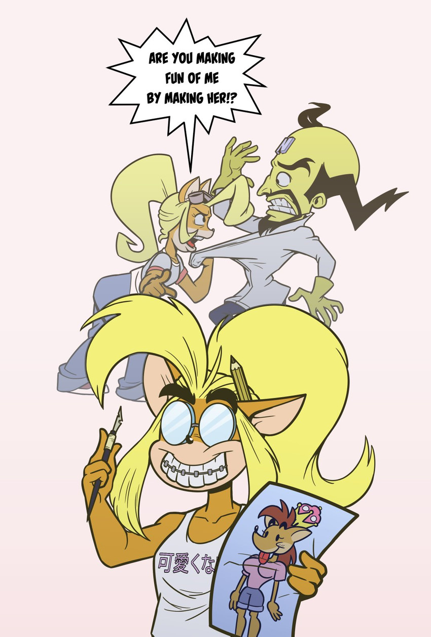 coco bandicoot, doctor neo cortex, and fake coco (crash bandicoot (series) and etc) created by anthony loiacono