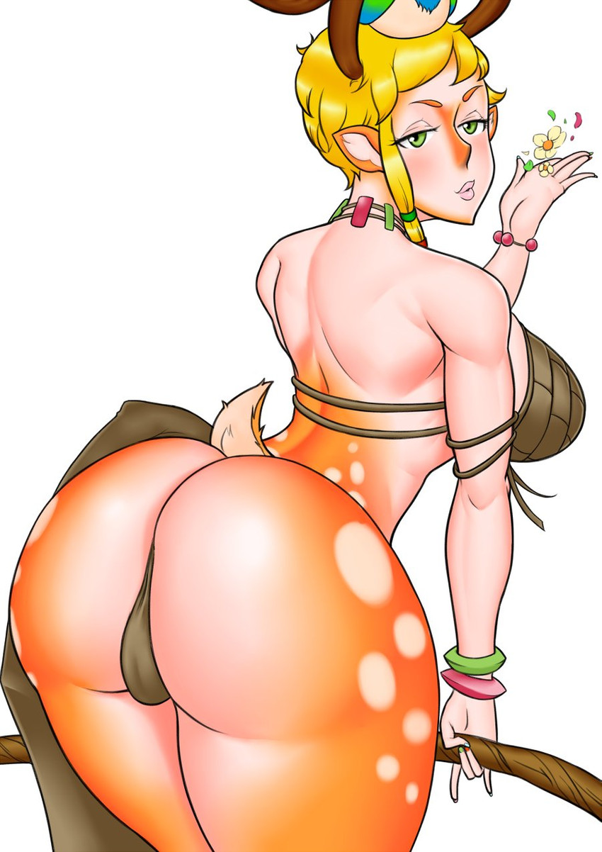 blowing_kiss bracelet butt camel_toe female jewelry magic_user solo tankysuya blossom_(battlerite) animal_humanoid deer deer_humanoid faun humanoid mammal mammal_humanoid hi_res