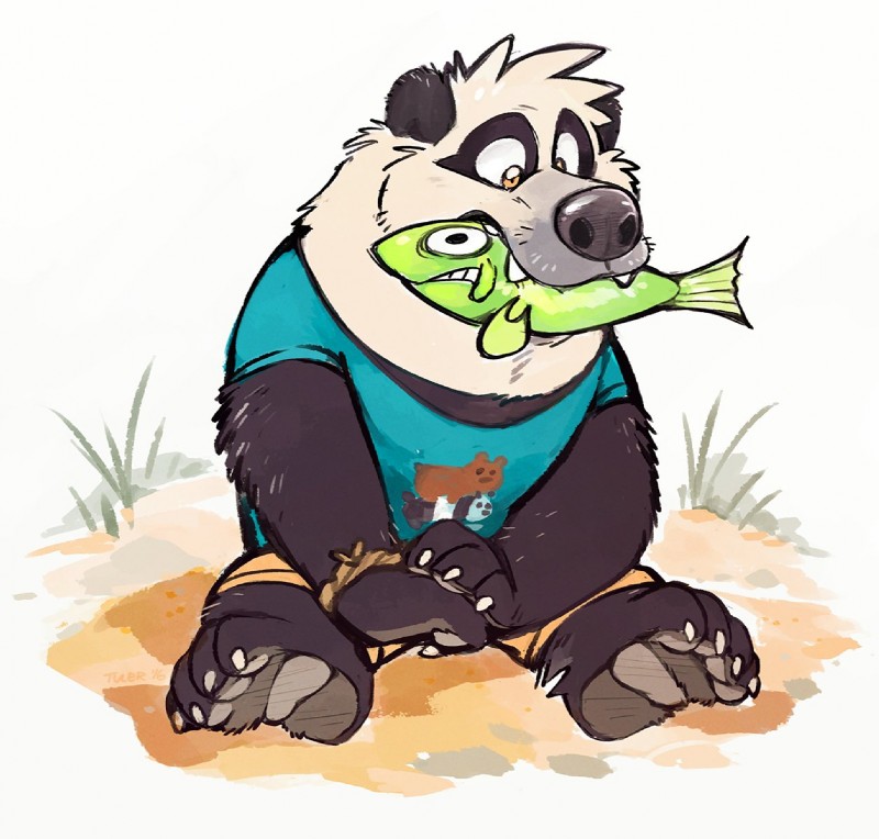 4_toes anthro barefoot black_pawpads claws clothed clothing feet fur male pawpads soles solo toes super-tuler tairu bear giant_panda mammal 2016 hi_res