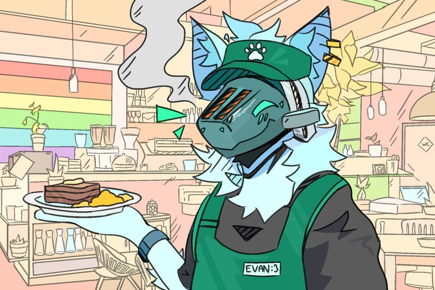 anthro appliance biped blue_body blue_fur bread food fur green_eyes kitchen_appliance lgbt_pride looking_at_viewer machine male pride_colors rainbow_flag rainbow_pride_flag rainbow_symbol smile smiling_at_viewer solo toast toaster waiter dooperhuskyy protogen 3:2 hi_res