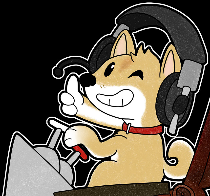 ambiguous_gender collar electronics fur gesture hand_gesture headgear headphones headset lever looking_at_viewer one_eye_closed smile solo tan_body tan_fur thumbs_up wink boleroofbooty konami silent_hill mira_(silent_hill) canid canine canis domestic_dog mammal shiba_inu spitz alpha_channel