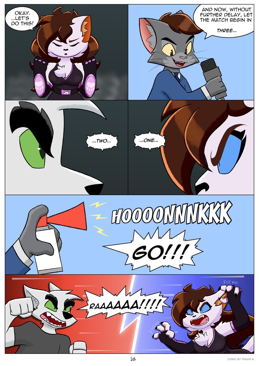 anthro border dialogue female male white_border travis_the_dragon travis_the_dragon_dimension_ride_(comic_series) jasper_thomas_(travis_the_dragon) mileena_smith_(travis_the_dragon) spike_fergison_(travis_the_dragon) canid canine felid feline mammal absurd_res comic hi_res