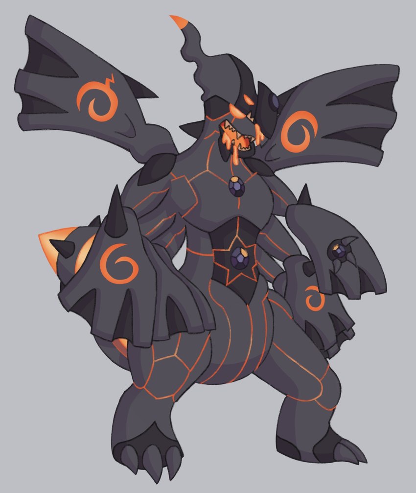 alternate_species black_body gem grey_body multi_limb wings itoruna cartoon_network nintendo pokemon steven_universe obsidian_(steven_universe) generation_5_pokemon legendary_pokemon pokemon_(species) zekrom 2019 crossover digital_media_(artwork) hi_res