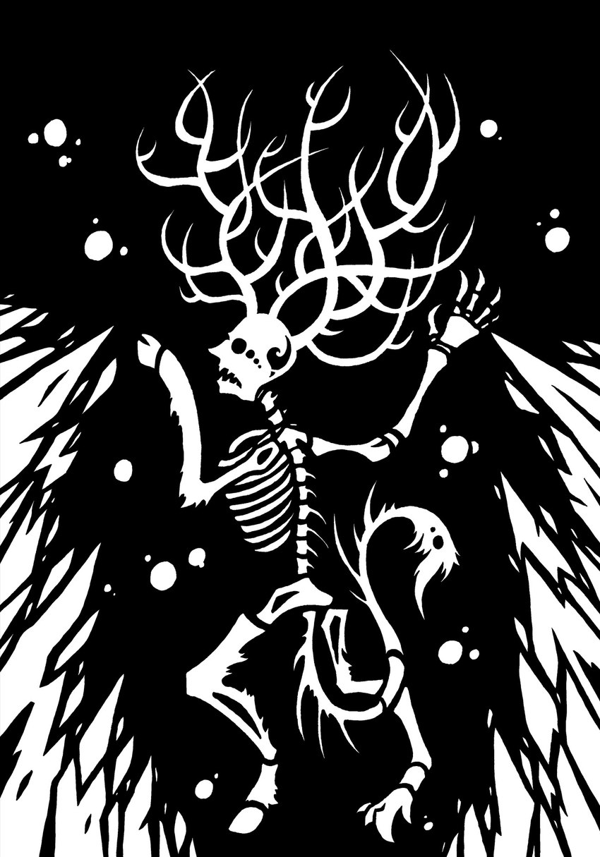 2_fingers 3_horns 5_fingers ambiguous_gender antlers asymmetrical_feet asymmetrical_horns black_background bone bubble claws finger_claws fingers fur hooves horn ice multi_horn rib_cage sharp_teeth simple_background skeletal skeleton solo spine tail teeth underwater unguligrade water sunnyclockwork scp_foundation animal_humanoid animated_skeleton cervine cervine_humanoid deer deer_humanoid horned_humanoid humanoid mammal mammal_humanoid scp-924 tailed_humanoid undead 2014 black_and_white digital_drawing_(artwork) digital_media_(artwork) hi_res monochrome