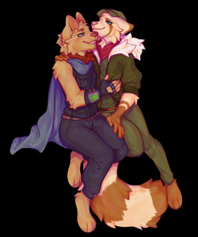 anthro duo fluffy fur kissing limbo male male/male simple_background transparent_background league_of_legends riot_games tencent fan_character recon_scout_teemo teemo_the_yiffer mammal yordle alpha_channel colored hi_res