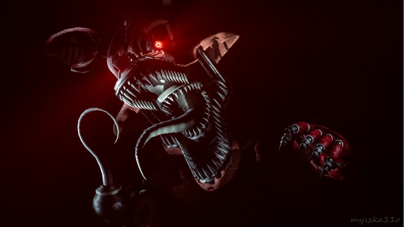 glowing glowing_eyes hook hook_hand machine male robotic_tongue scary sharp_teeth solo teeth tongue myszka11o five_nights_at_freddy's five_nights_at_freddy's_4 scottgames nightmare_foxy_(fnaf) animatronic robot 16:9 3d_(artwork) 4k absurd_res digital_media_(artwork) hi_res source_filmmaker_(artwork) widescreen