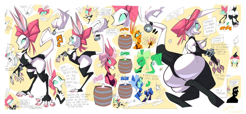 accessory albino anthro barrel bow_ribbon clothing female hair_accessory hair_bow hair_ribbon ink leotard ribbons solo superfrenzyhare out-of-placers yinyin mammal yinglet hi_res