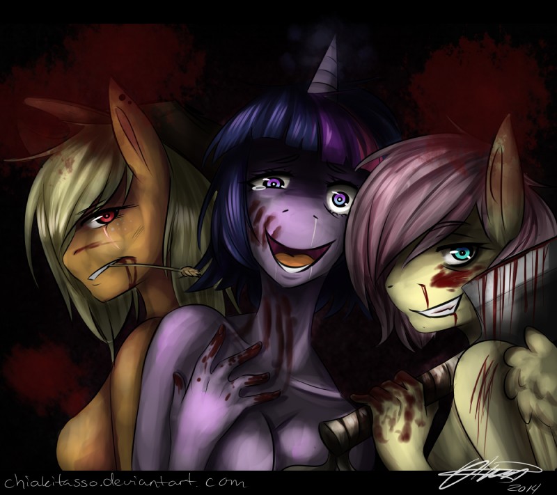 applejack, fluttershy, and twilight sparkle (friendship is magic and etc) created by chiakitasso