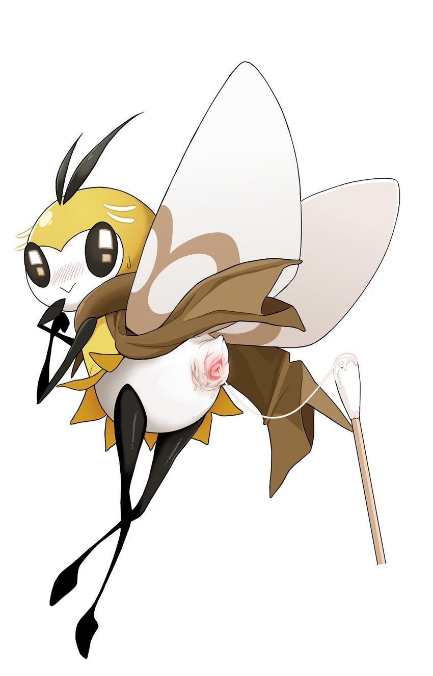 ambiguous_gender ambiguous_penetrating animal_genitalia antennae_(anatomy) anthro anthro_penetrated biped black_antennae black_arms black_eyes black_legs blush bodily_fluids brown_markings brown_tuft cloaca cloacal cloacal_penetration compound_eyes cotton_swab facial_markings featureless_feet featureless_hands feet female female/ambiguous female_penetrated genital_fluids genitals head_markings insect_wings interspecies markings multicolored_body multicolored_wings neck_tuft nude object_penetration on_model penetration pseudo_clothing pupils semi-anthro sex simple_background size_difference smaller_anthro smaller_female smaller_penetrated smile solo stick_arms stick_calves stick_legs stick_limbs stick_thighs thin_calves thin_legs thin_thighs tuft white_background white_markings white_pupils white_wings wing_markings wings yellow_body cakewasgood nintendo pokemon arthropod generation_7_pokemon human mammal pokemon_(species) ribombee 2022 digital_media_(artwork) hi_res