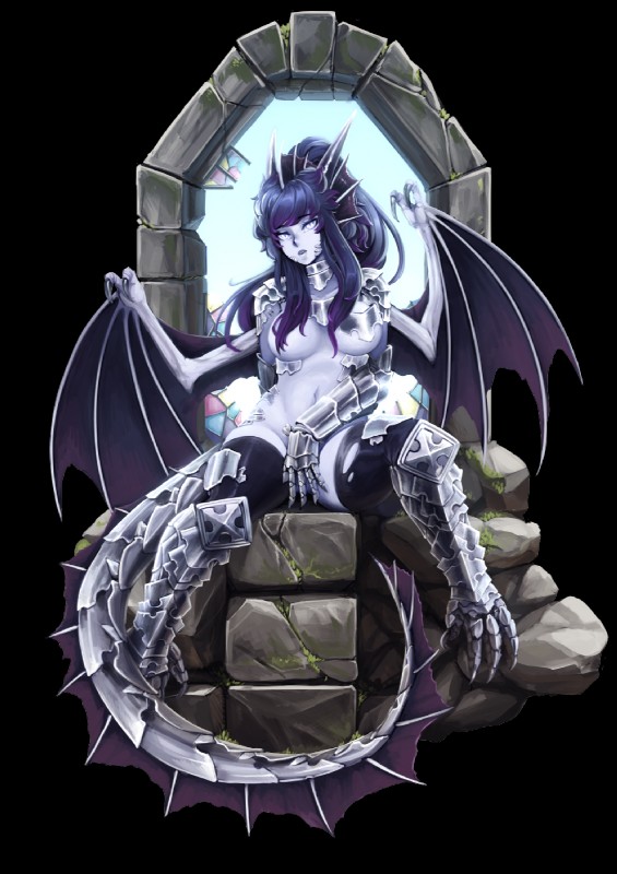 armor blue_body blue_hair blue_skin breasts chair covering covering_self female furniture grey_eyes hair horn membrane_(anatomy) membranous_wings monster_girl_(genre) navel simple_background sitting solo stained_glass tail throne white_background wings barbariank dungeons_and_dragons hasbro mythology wizards_of_the_coast silver_dragon_(barbariank) animal_humanoid dragon dragon_humanoid humanoid mythological_creature mythological_scalie scalie alpha_channel hi_res