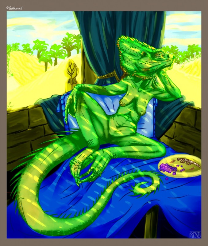 anthro breasts claws elderly elderly_anthro elderly_female female food fruit genitals grape mature_anthro mature_female natural_breasts nipples non-mammal_breasts nude plant pussy sagging_breasts solo kompy lizard_queen helmeted_lizard lizard reptile scalie hi_res