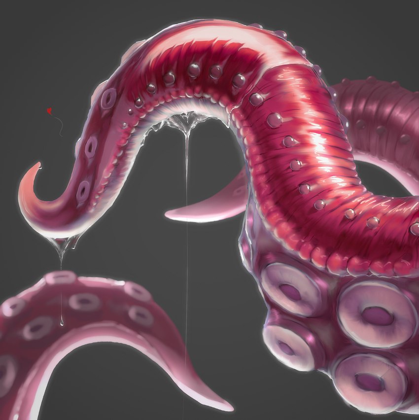 ambiguous_gender bodily_fluids dripping genital_fluids glistening glistening_body glossy_body heart_symbol leaking_precum lubricated precum precum_drip simple_background slime solo suction_cup tentacles wet hazed01 tentacle_creature absurd_res detailed digital_media_(artwork) hi_res