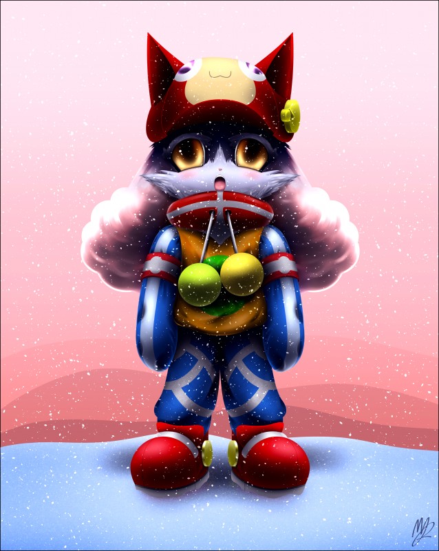 anthro clothing fake_cat_ears fake_ears footwear hat headgear headwear shoes snow solo winter negablind bandai_namco klonoa_(series) klonoa domestic_cat felid feline felis mammal absurd_res hi_res