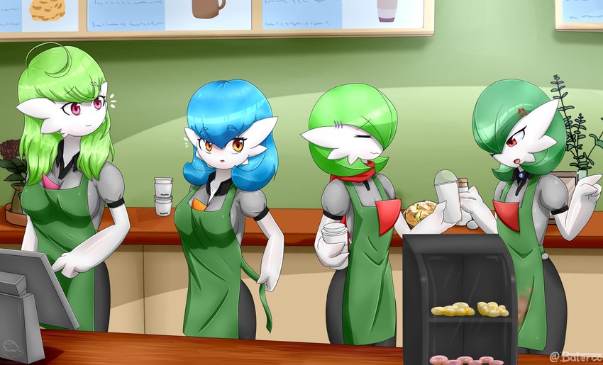 ailin gardevoir, lucinda, midori, and raven (nintendo and etc) created by baterco