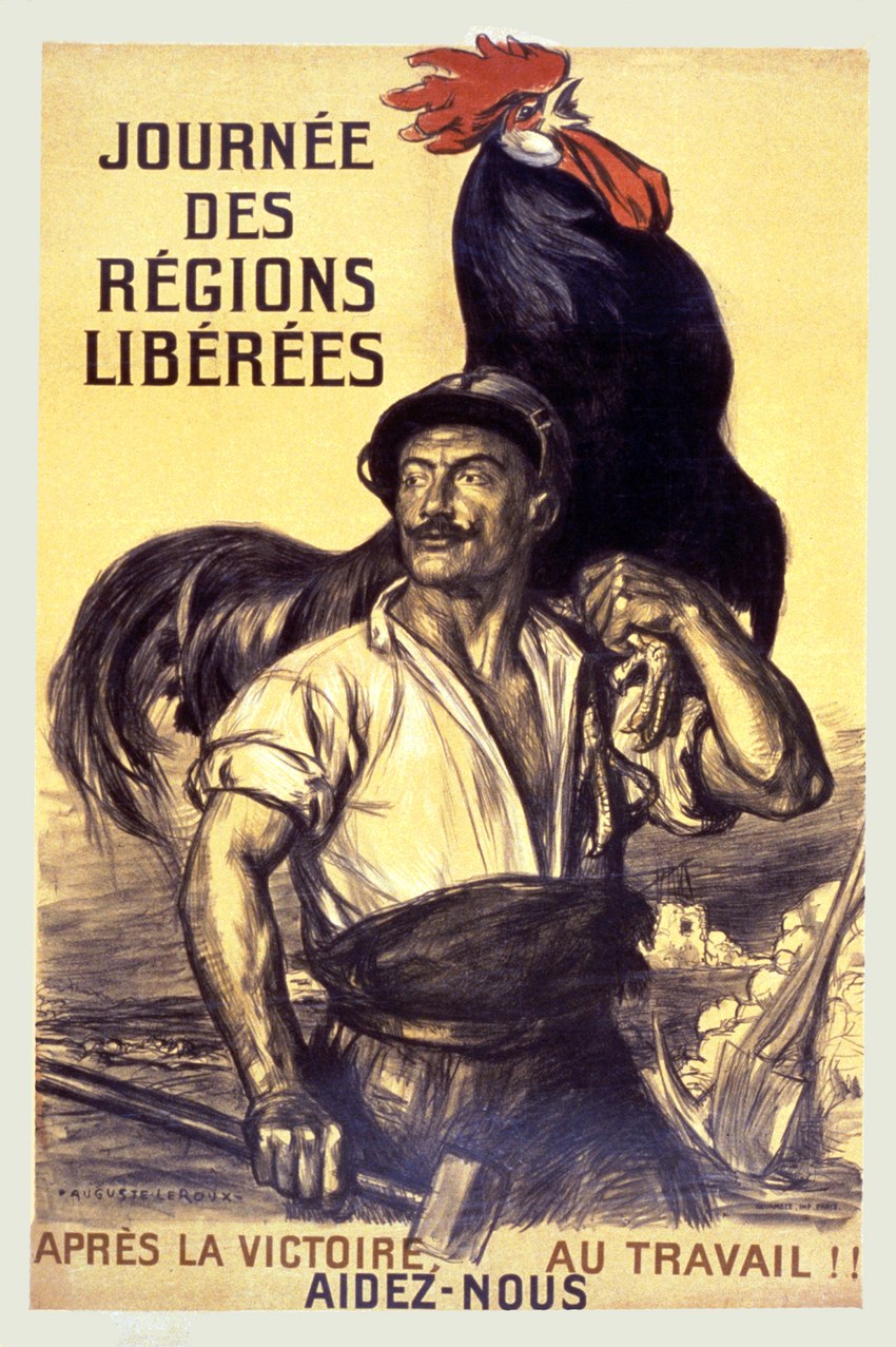 beak black_body black_feathers clothed clothing duo eyebrows facial_hair feathers feral fingers hammer hat headgear headwear male mustache open_beak open_mouth text tools auguste_leroux public_domain avian bird chicken galliform gallus_(genus) human mammal phasianid 1919 20th_century absurd_res ancient_art french_text hi_res signature traditional_media_(artwork) translated