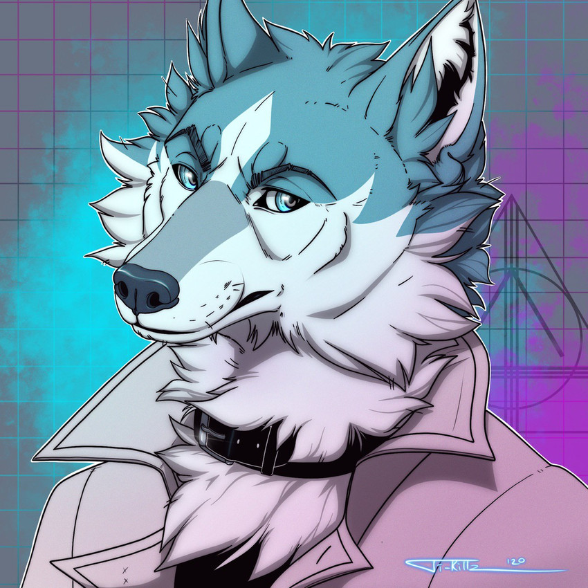 anthro collar male solo killingtea brand_new_animal studio_trigger shirou_ogami canid canine canis mammal wolf 1:1 hi_res