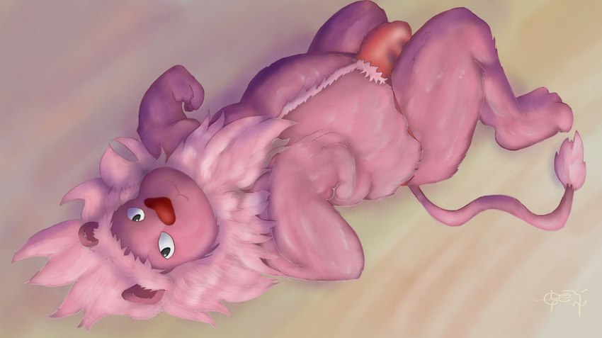 anthro clothing genitals lying male on_back penis pink_body slightly_chubby solo sunset tail tail_tuft tuft underwear toggle_(artist) cartoon_network steven_universe lion_(steven_universe) felid feline lion mammal pantherine hi_res