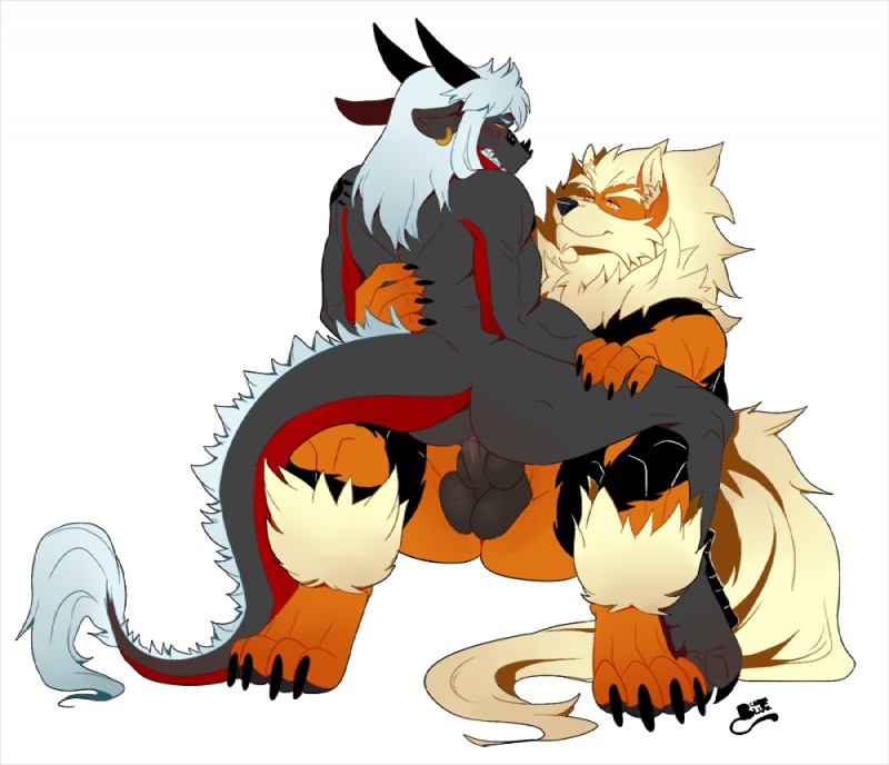 anal anthro black_nose duo genitals interspecies male male/male male_penetrated male_penetrating male_penetrating_male penetration penis sex tail tail_tuft tuft chatonbleu mythology nintendo pokemon kyros_(dowski) soren_ashe arcanine canid canine dragon generation_1_pokemon mammal mythological_creature mythological_scalie pokemon_(species) scalie