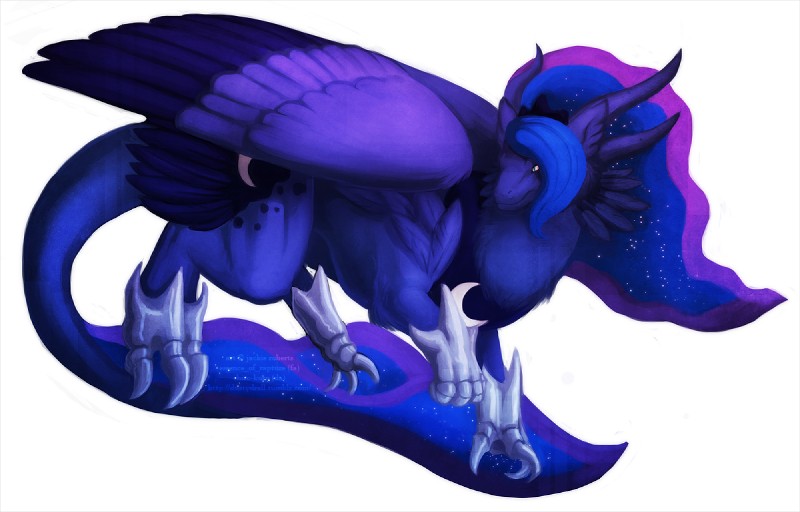 alternate_species blue_body blue_feathers claws crown dragonification dragonified feathered_wings feathers female feral fur headgear solo tail tiara wings essence_of_rapture ius-iuris friendship_is_magic hasbro my_little_pony mythology princess_luna_(mlp) dragon feathered_dragon feathered_scalie furred_dragon furred_scalie mythological_creature mythological_scalie scalie