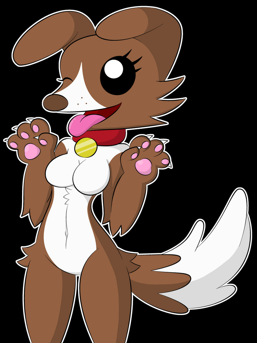 anthro brown_body brown_fur collar female fur paws simple_background smile solo tongue tongue_out transparent_background white_body white_fur dreameclipsewolf friendship_is_magic hasbro my_little_pony winona_(mlp) canid canine canis domestic_dog mammal 3:4 alpha_channel digital_media_(artwork) hi_res shaded