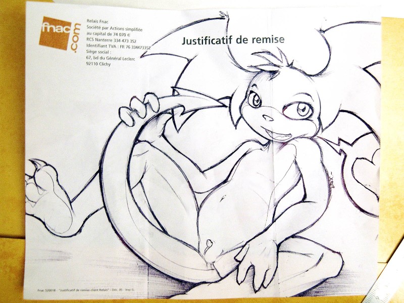 ambiguous_gender andromorph anthro big_clitoris clitoris erect_clitoris genitals intersex pussy solo tail text trauma darkdoomer bandai_namco digimon patachu digimon_(species) patamon 4:3 french_text hi_res monochrome sketch translated