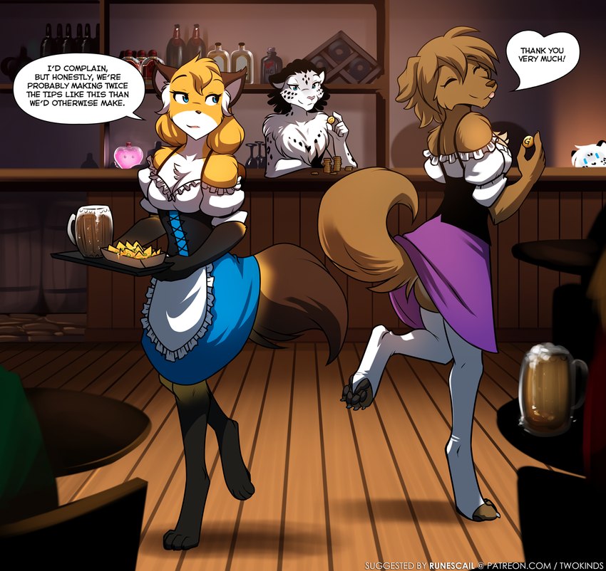 adira riftwall, evals, maeve, and mike (twokinds) created by tom fischbach