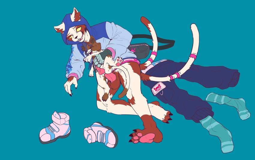 2_tails adult_on_young age_difference anatomically_correct anatomically_correct_genitalia anthro anthro_on_feral anthro_penetrating anthro_penetrating_feral bestiality blue_body blue_fur blush blush_lines brown_body brown_fur claws clothed clothing duo feral feral_penetrated fleshlight_position footwear fur genitals hoodie humanoid_genitalia male male/male multi_tail nails partially_clothed pawpads paws penetration raised_leg robotic_arm sex shoes shota simple_background size_difference tail topwear whiskers white_body white_fur yellow_eyes young younger_penetrated knottblocker epic_games fortnite kit_(fortnite) nyanja_(fortnite) felid feline humanoid mammal absurd_res flat_colors hi_res unfinished