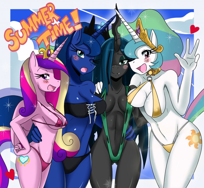 princess cadance, princess celestia, princess luna, and queen chrysalis (friendship is magic and etc) created by sssonic2