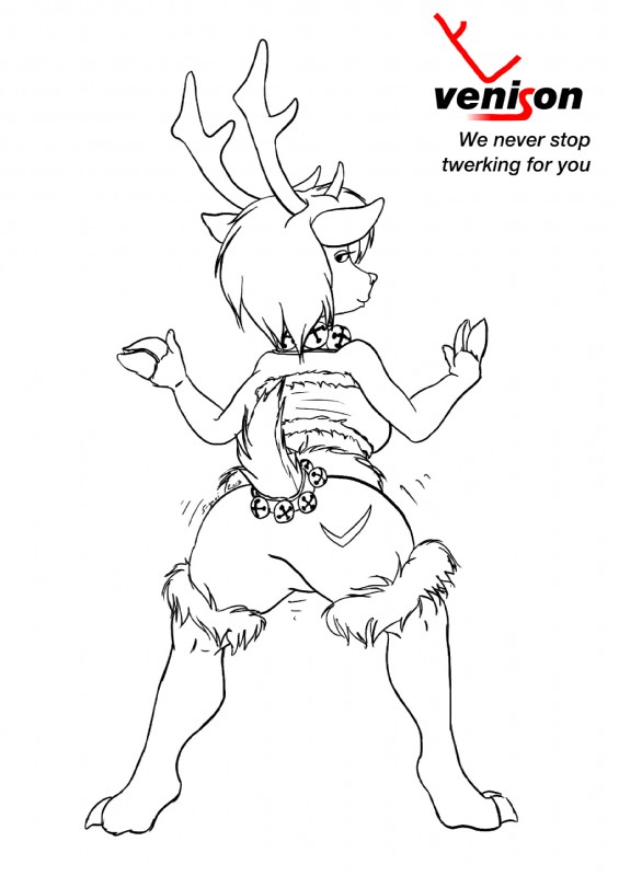 anthro antlers bell bottomwear breasts clothing collar female horn jingle_bell looking_at_viewer shorts solo text what snapai deer mammal new_world_deer reindeer 2013 english_text hi_res